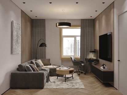 Фото № 1: Дизайн-проект двухкомнатной квартиры 64.45  м² Стиль Модернизм для ЖК Московский