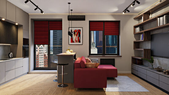 Фото № 4: Дизайн-проект двухкомнатной квартиры 52.8  м² Современный стиль для ЖК Ленинградка 58