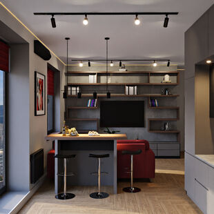 Фото № 3: Дизайн-проект двухкомнатной квартиры 52.8  м² Современный стиль для ЖК Ленинградка 58