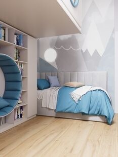 Фото № 2: Дизайн-проект трехкомнатной квартиры 77.82  м² Современный стиль для ЖК 8 Кленов