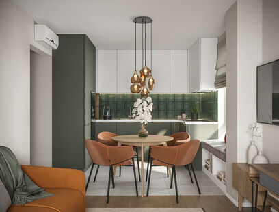 Фото № 2: Дизайн-проект трехкомнатной квартиры 59.3  м² Стиль Модернизм для ЖК Саларьево Парк