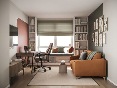 Фото № 5: Дизайн-проект трехкомнатной квартиры 59.3  м² Стиль Модернизм для ЖК Саларьево Парк