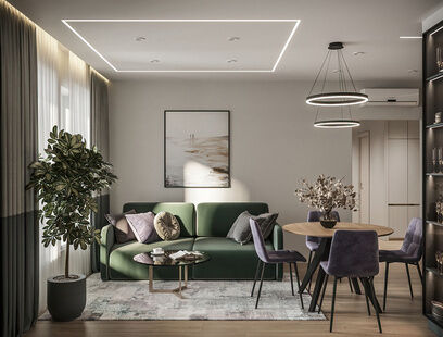 Фото № 1: Дизайн-проект трехкомнатной квартиры 55.83  м² Стиль Модернизм для ЖК Люберцы Парк