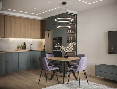 Фото № 2: Дизайн-проект трехкомнатной квартиры 55.83  м² Стиль Модернизм для ЖК Люберцы Парк