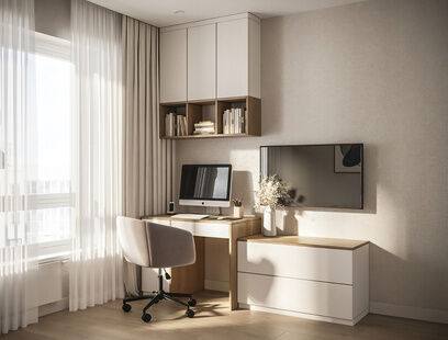 Фото № 6: Дизайн-проект трехкомнатной квартиры 55.83  м² Стиль Модернизм для ЖК Люберцы Парк