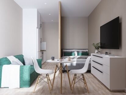 Фото № 1: Дизайн-проект квартиры-студии 29.24  м² Скандинавский стиль для ЖК Любимово