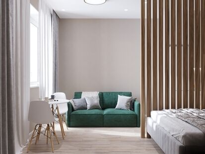 Фото № 2: Дизайн-проект квартиры-студии 29.24  м² Скандинавский стиль для ЖК Любимово