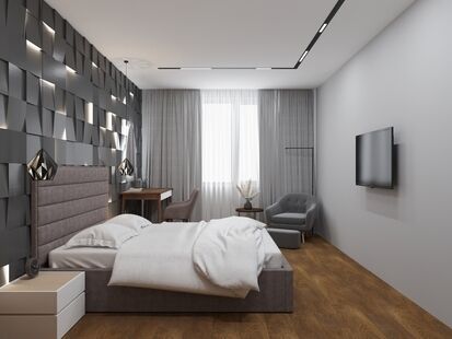 Фото № 2: Дизайн-проект двухкомнатной квартиры 41.2  м² Современный стиль для ЖК Эко Бунино