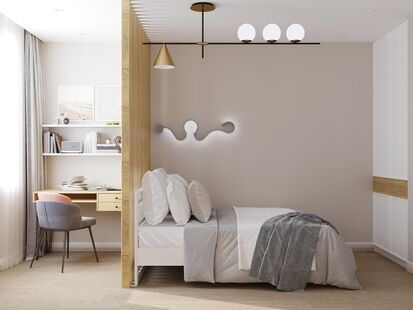 Фото № 4: Дизайн-проект трехкомнатной квартиры 62.22  м² Современный стиль для ЖК Московский