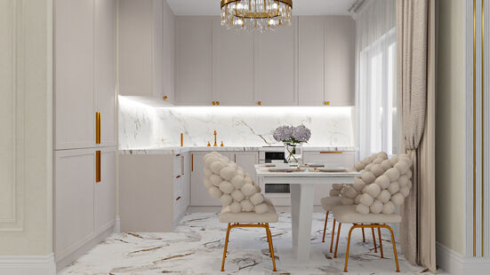 Фото № 6: Дизайн-проект трехкомнатной квартиры 75.15  м² Современная классика для ЖК в г. Мытищи