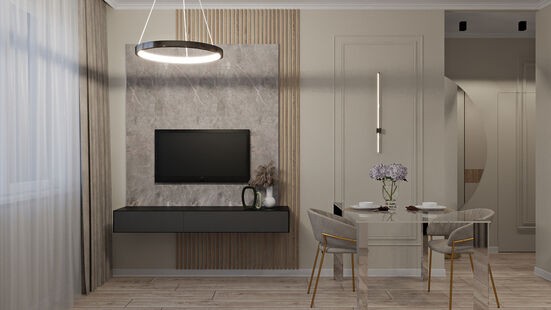 Фото № 4: Дизайн-проект двухкомнатной квартиры 32.99  м² Стиль Модернизм для ЖК Лучи