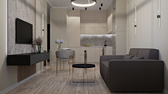 Фото № 5: Дизайн-проект двухкомнатной квартиры 32.99  м² Стиль Модернизм для ЖК Лучи