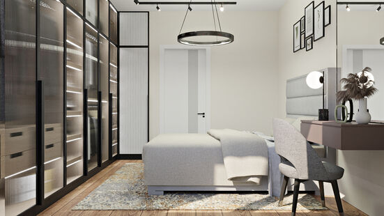 Фото № 6: Дизайн-проект двухкомнатной квартиры 46.91  м² Стиль Модернизм для ЖК Альпы