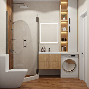 Фото № 3: Дизайн-проект двухкомнатной квартиры 46.91  м² Стиль Модернизм для ЖК Альпы