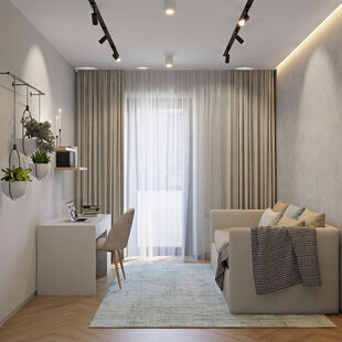 Фото № 5: Дизайн-проект трехкомнатной квартиры 78.49  м² Стиль Модернизм для ЖК Панорама