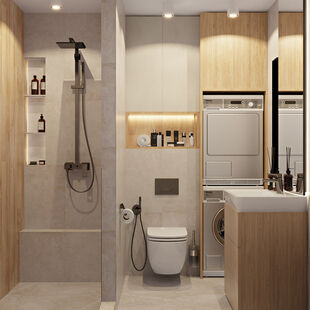 Фото № 6: Дизайн-проект трехкомнатной квартиры 78.49  м² Стиль Модернизм для ЖК Панорама