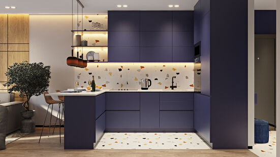 Фото № 6: Дизайн-проект двухкомнатной квартиры 53.45  м² Современный стиль для ЖК Парус