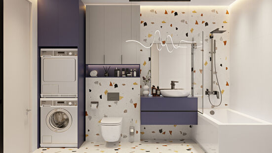 Фото № 3: Дизайн-проект двухкомнатной квартиры 53.45  м² Современный стиль для ЖК Парус