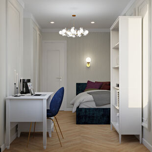 Фото № 6: Дизайн-проект трехкомнатной квартиры 46.89  м² Современная классика для ЖК Московский