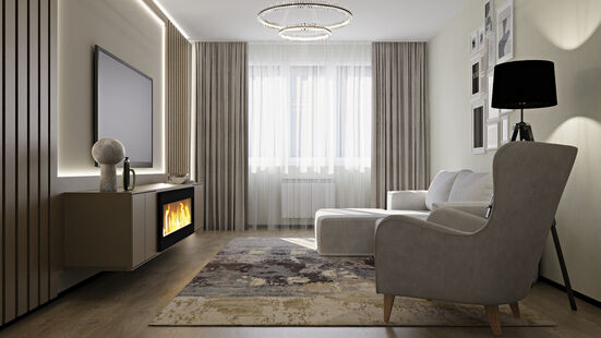 Фото № 4: Дизайн-проект двухкомнатной квартиры 64.24  м² Современный стиль для ЖК в пос. Придорожный