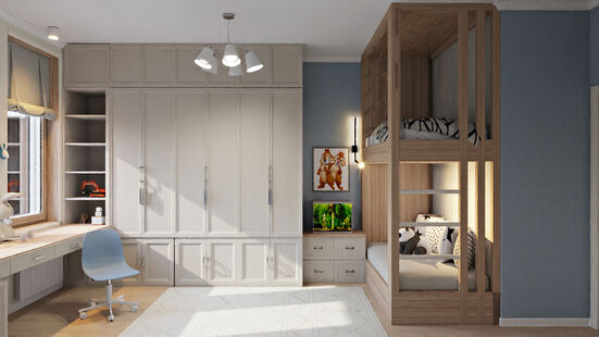 Фото № 5: Дизайн-проект трехкомнатной квартиры 58.26  м² Стиль Модернизм для ЖК Рафинад