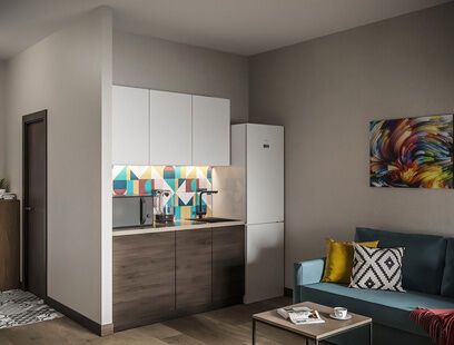 Фото № 6: Дизайн-проект трехкомнатной квартиры 64.0  м² Современный стиль для ЖК Символ