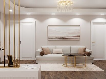 Фото № 1: Дизайн-проект двухкомнатной квартиры 89.76  м² Современная классика для ЖК Аэробус