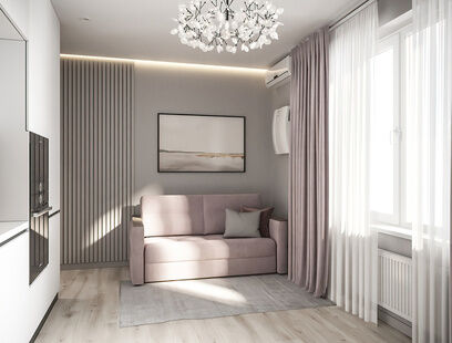 Фото № 6: Дизайн-проект двухкомнатной квартиры 37.29  м² Стиль Модернизм для ЖК Две столицы