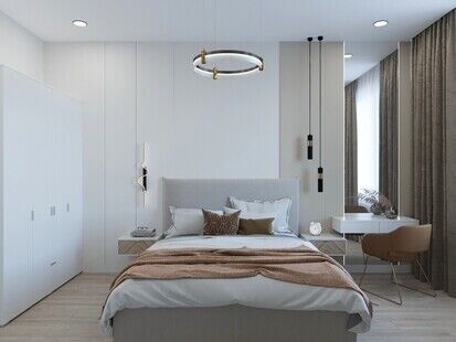 Фото № 1: Дизайн-проект трехкомнатной квартиры 82.5  м² Стиль Модернизм для ЖК Пироговская Ривьера