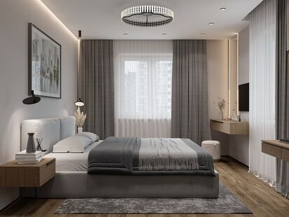 Фото № 5: Дизайн-проект двухкомнатной квартиры 66.85  м² Стиль Модернизм для ЖК Можайский