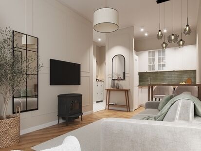 Фото № 1: Дизайн-проект двухкомнатной квартиры 43.43  м² Стиль Прованс для ЖК Лесная Отрада