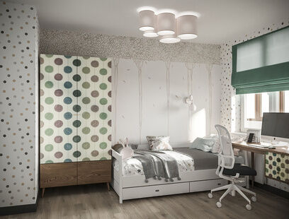 Фото № 3: Дизайн-проект трехкомнатной квартиры 55.46  м² Современный стиль для ЖК Московский