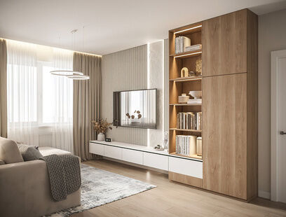 Фото № 2: Дизайн-проект двухкомнатной квартиры 45.97  м² Современный стиль для ЖК Life-Варшавская