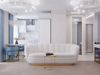 Фото № 2: Дизайн-проект трехкомнатной квартиры 42.83  м² Стиль Арт-Деко для ЖК Московский