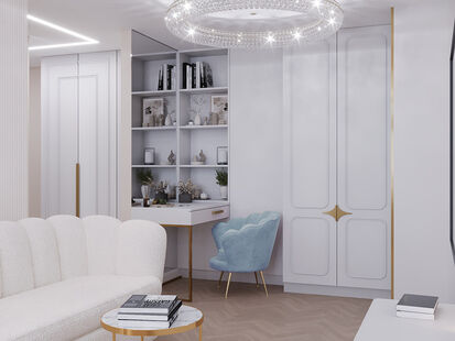 Фото № 4: Дизайн-проект трехкомнатной квартиры 42.83  м² Стиль Арт-Деко для ЖК Московский