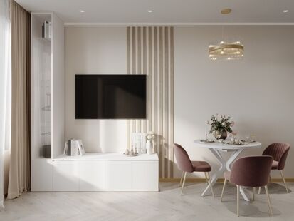 Фото № 2: Дизайн-проект двухкомнатной квартиры 47.43  м² Стиль Контемпорари для ЖК Равновесие