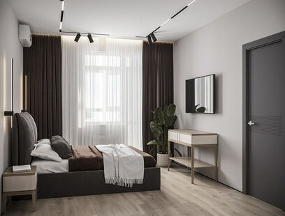 Фото № 2: Дизайн-проект двухкомнатной квартиры 45.14  м² Стиль Модернизм для ЖК Аврора 2