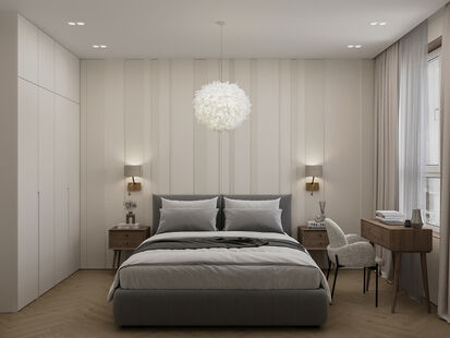 Фото № 3: Дизайн-проект однокомнатной квартиры 64.49  м² Современный стиль для ЖК Равновесие