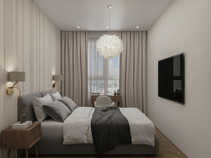 Фото № 4: Дизайн-проект однокомнатной квартиры 64.49  м² Современный стиль для ЖК Равновесие