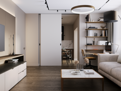 Фото № 4: Дизайн-проект двухкомнатной квартиры 64.99  м² Стиль Модернизм для ЖК Царицыно 2