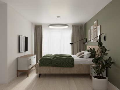 Фото № 1: Дизайн-проект двухкомнатной квартиры 44.13  м² Скандинавский стиль для ЖК Московский