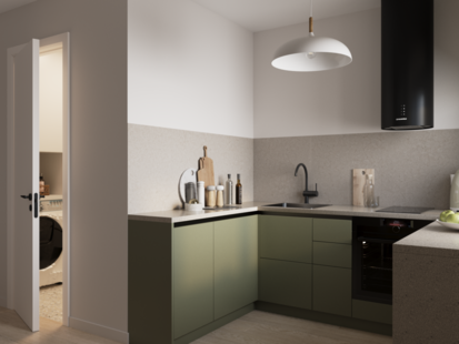 Фото № 4: Дизайн-проект двухкомнатной квартиры 44.13  м² Скандинавский стиль для ЖК Московский