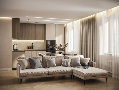 Фото № 1: Дизайн-проект двухкомнатной квартиры 41.26  м² Стиль Контемпорари для ЖК Forest