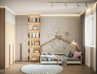 Фото № 5: Дизайн-проект трехкомнатной квартиры 70.34  м² Стиль Модернизм для ЖК Заречье Парк