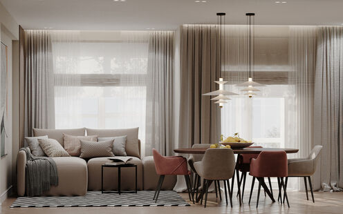 Фото № 3: Дизайн-проект трехкомнатной квартиры 91.45  м² Стиль Модернизм для ЖК Grand Park