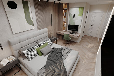 Фото № 5: Дизайн-проект трехкомнатной квартиры 91.45  м² Стиль Модернизм для ЖК Grand Park