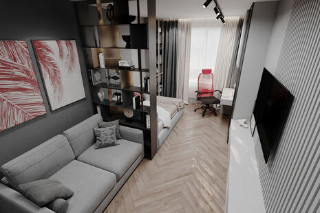 Фото № 4: Дизайн-проект трехкомнатной квартиры 91.45  м² Стиль Модернизм для ЖК Grand Park