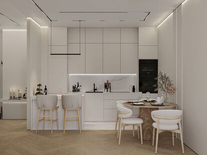 Фото № 1: Дизайн-проект трехкомнатной квартиры 82.2  м² Стиль Минимализм для ЖК Хэдлайнер