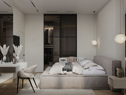 Фото № 4: Дизайн-проект трехкомнатной квартиры 82.2  м² Стиль Минимализм для ЖК Хэдлайнер