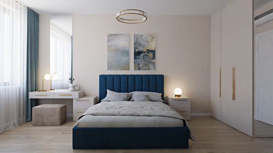 Фото № 4: Дизайн-проект двухкомнатной квартиры 47.0  м² Стиль Контемпорари для ЖК AFI Tower